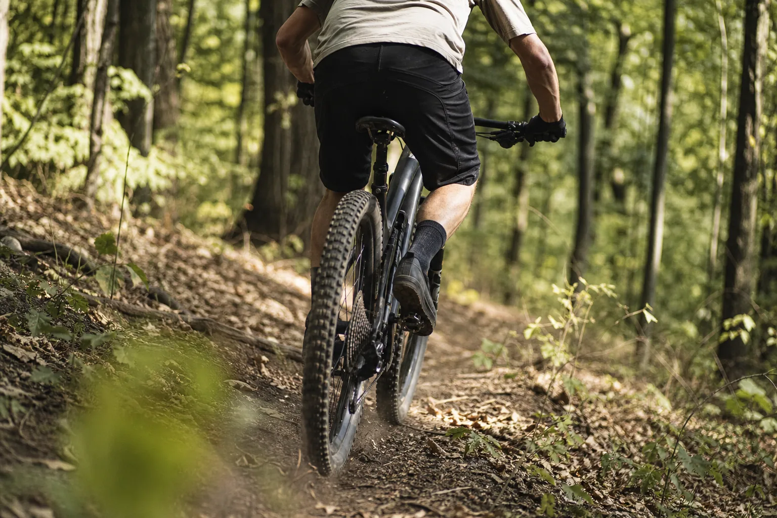 VTT XC en singletrack avec roues et pneus adaptés au terrain