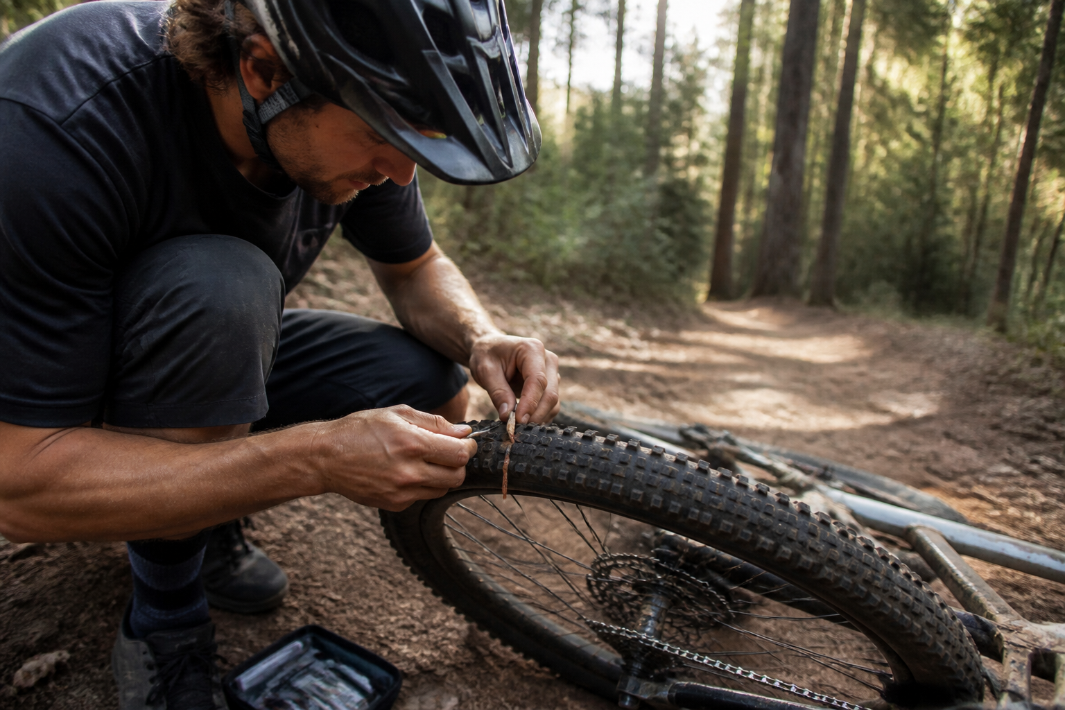 Réparer un pneu tubeless VTT : les bons gestes avant de rentrer à pied