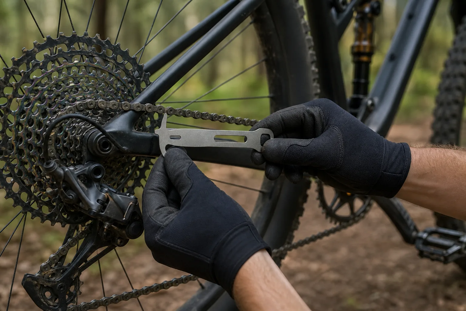 Contrôle de l’usure d’une chaîne de VTT XC avec une jauge