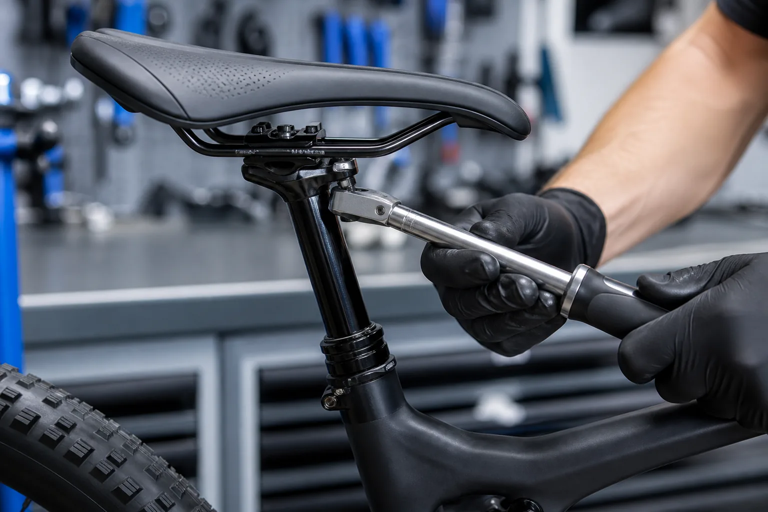 Réglage du chariot de selle VTT avec une clé dynamométrique