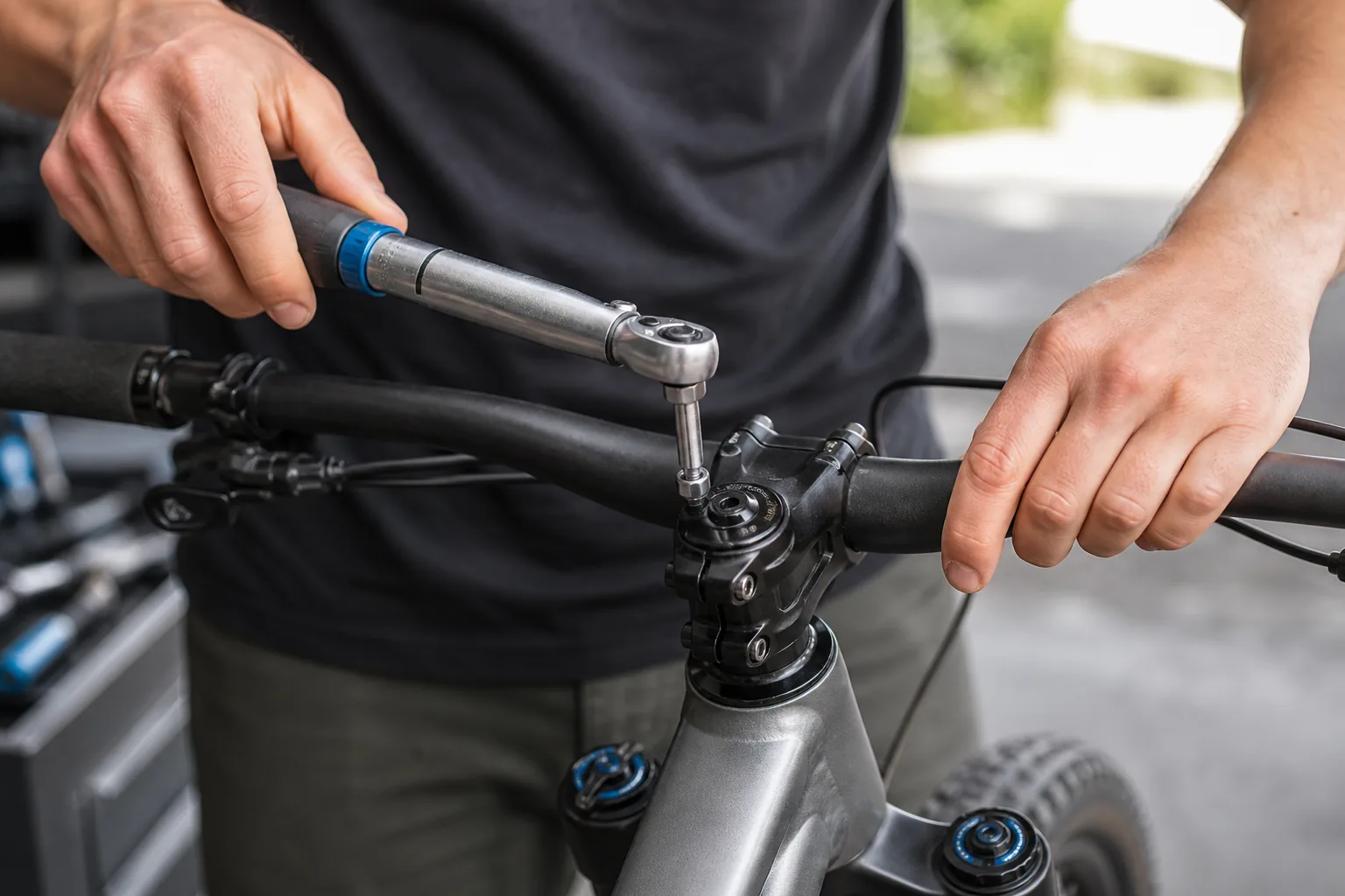Contrôle des vis de potence VTT avec une clé dynamométrique
