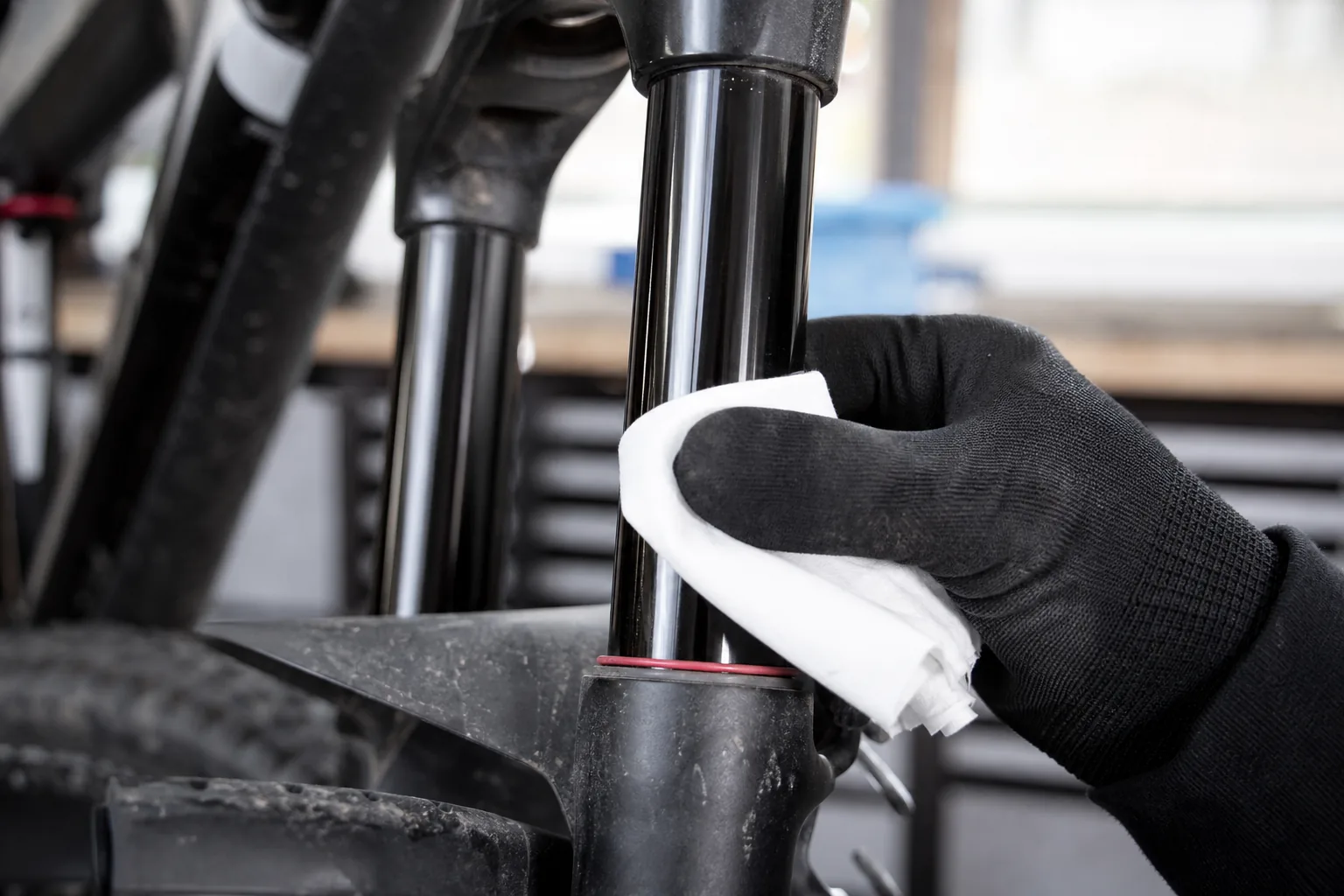 Nettoyage des plongeurs et contrôle des joints spi d'une fourche VTT XC