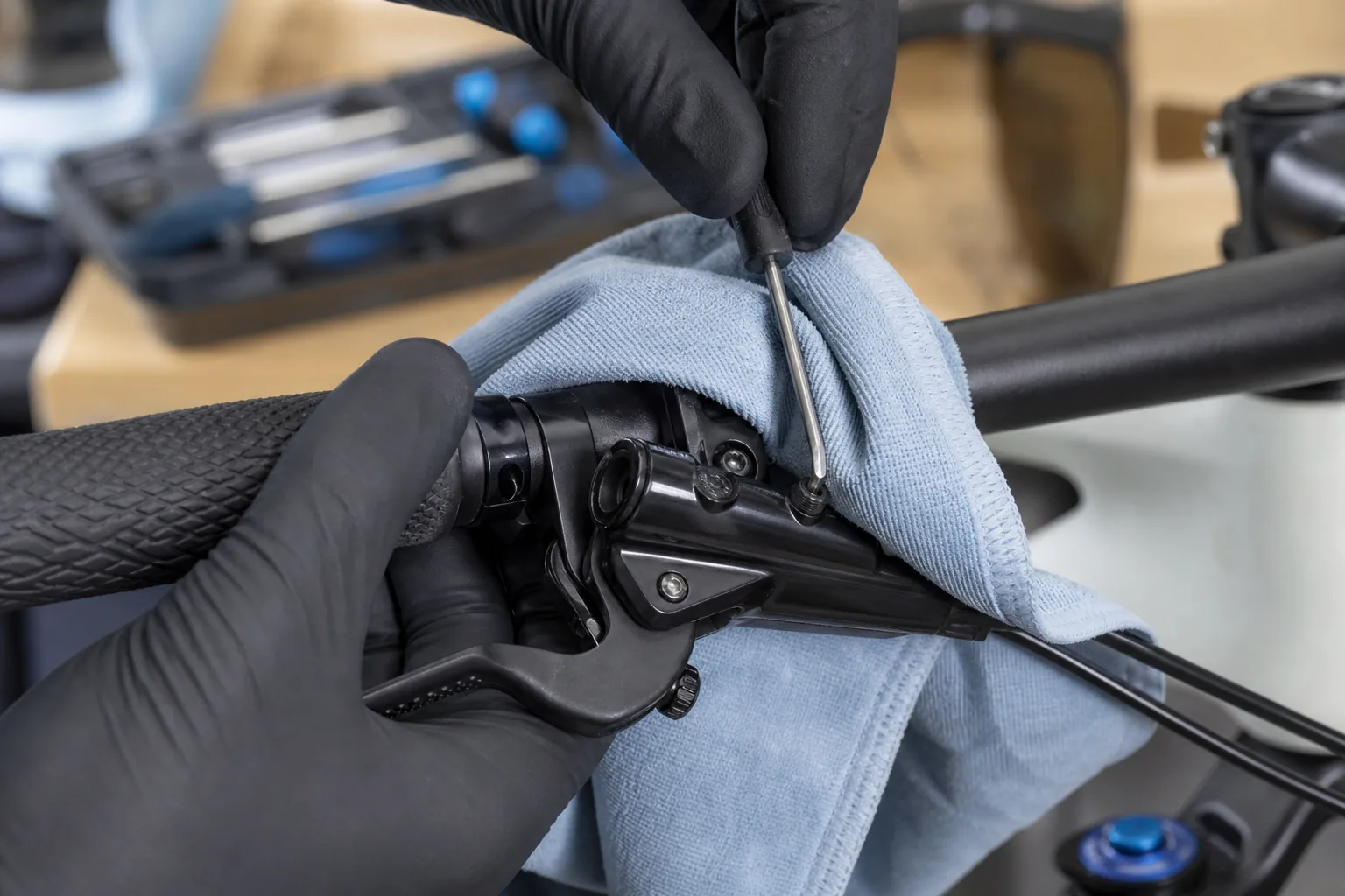Contrôle d'une vis de purge sur un frein hydraulique de VTT XC