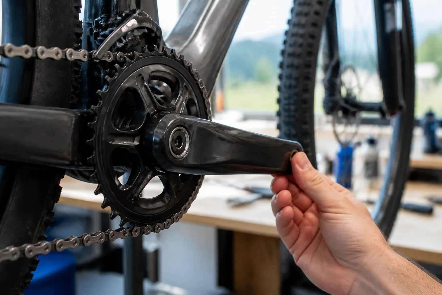Contrôle de la vis de manivelle sur un VTT XC