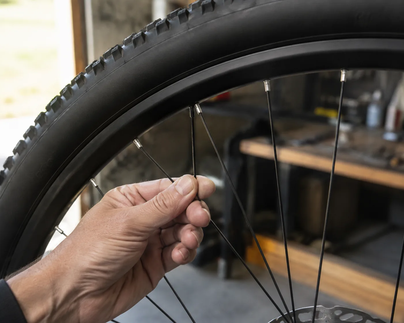 Contrôle d’un écrou de rayon sur une roue de VTT XC